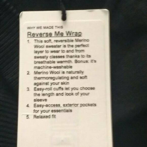 Lululemon NWT Reverse Me Wrap - Size 12 - Black / Heathered Deep Coal - Picture 6 of 7